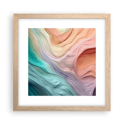 Poster în ramă de stejar deschis - Valul curcubeu - 30x30 cm