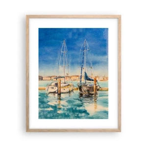 Poster în ramă de stejar deschis - Laguna însorită - 40x50 cm