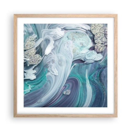 Poster în ramă de stejar deschis - Râuri de albastru - 50x50 cm