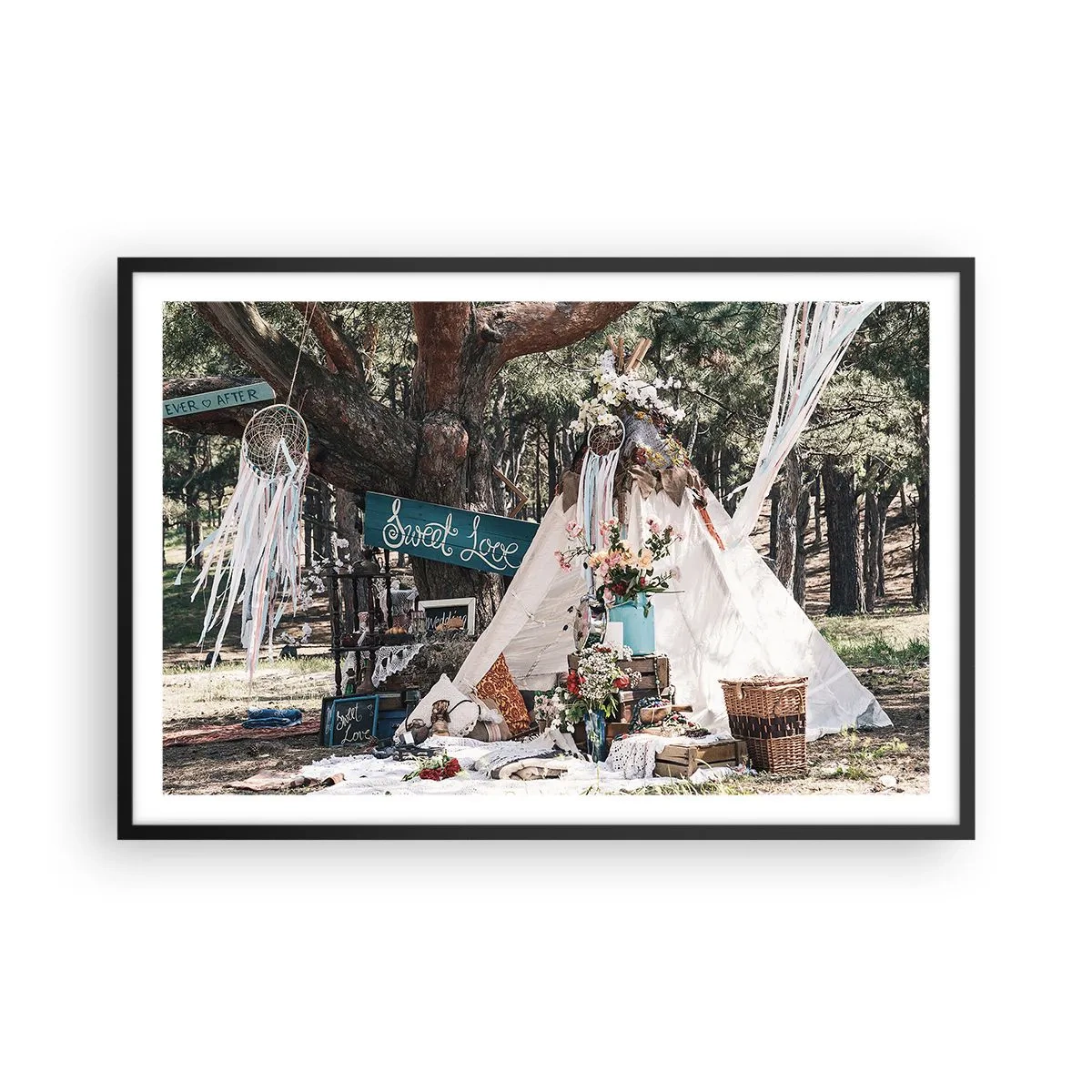 Poster în ramă neagră - Make love… - 91x61 cm