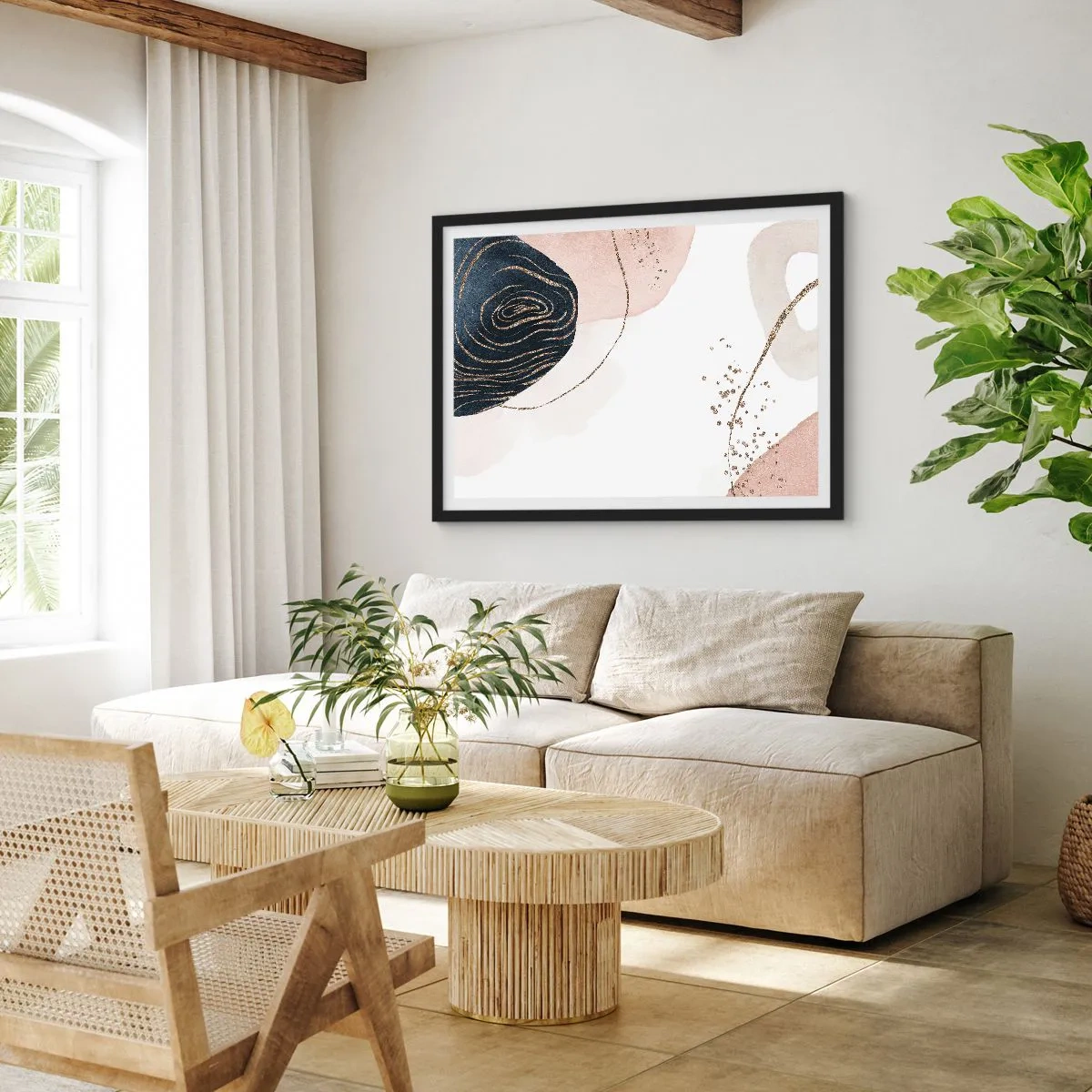 Poster în ramă neagră - Totul curge - 91x61 cm