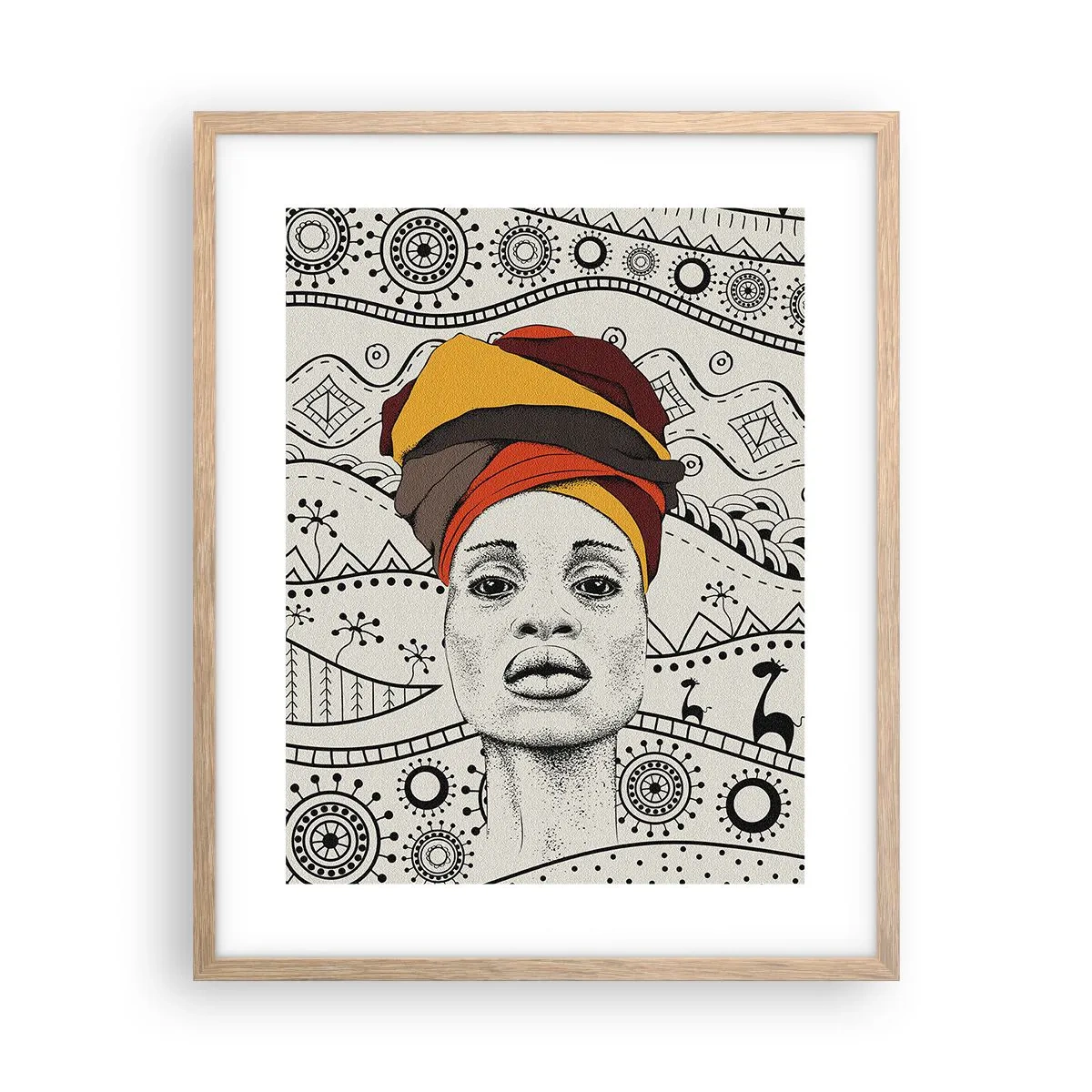 Poster în ramă de stejar deschis - Portret african - 40x50 cm