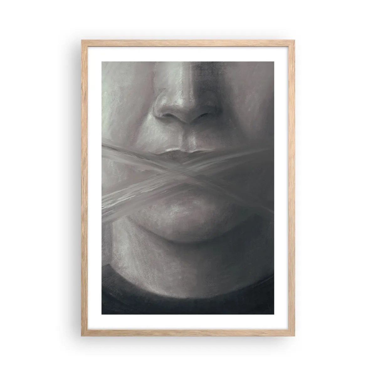 Poster în ramă de stejar deschis - Nici un cuvânt - 50x70 cm
