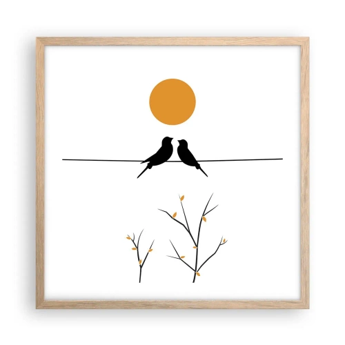 Poster în ramă de stejar deschis - Seară cu privighetori - 50x50 cm