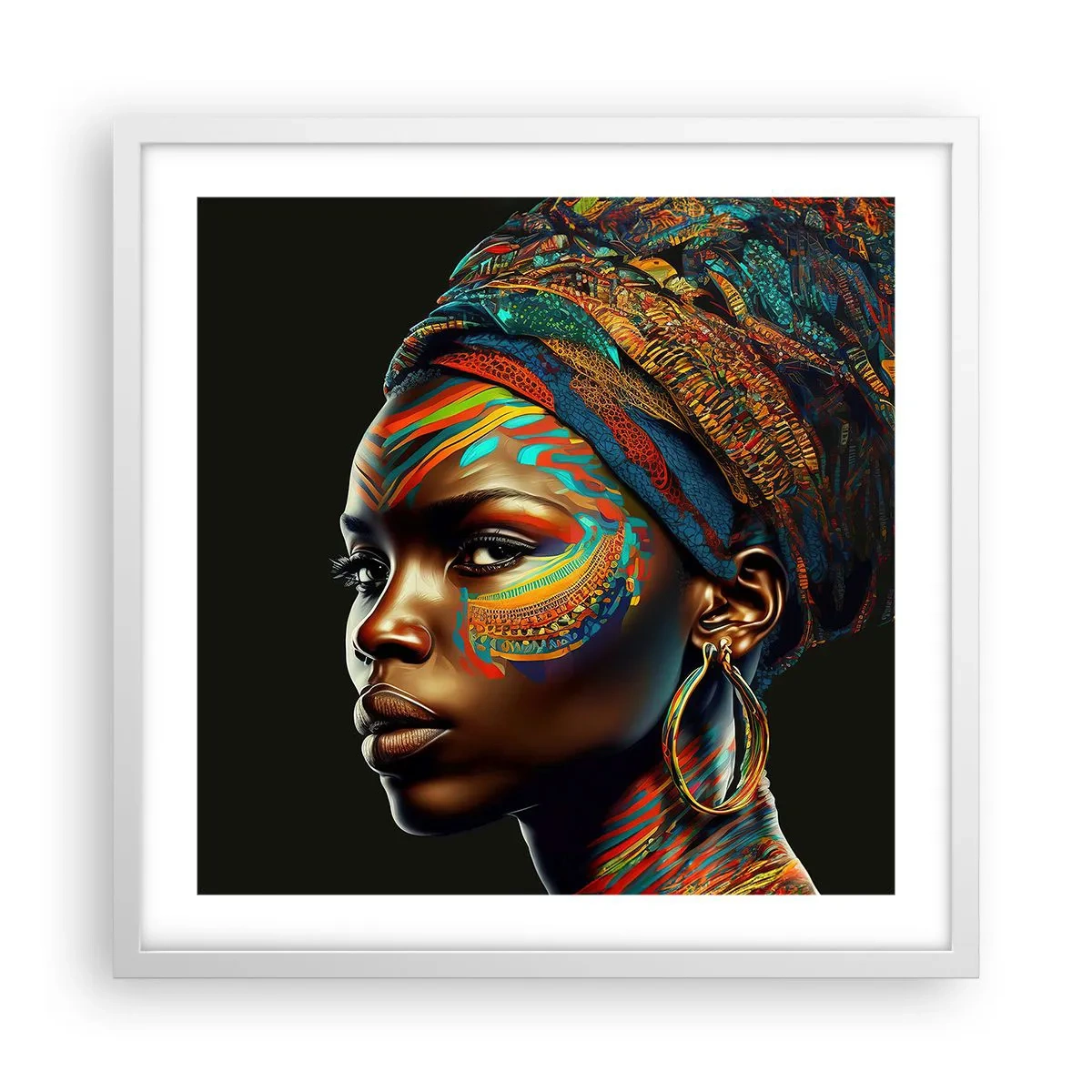 Poster în ramă albă - Regina africană - 50x50 cm