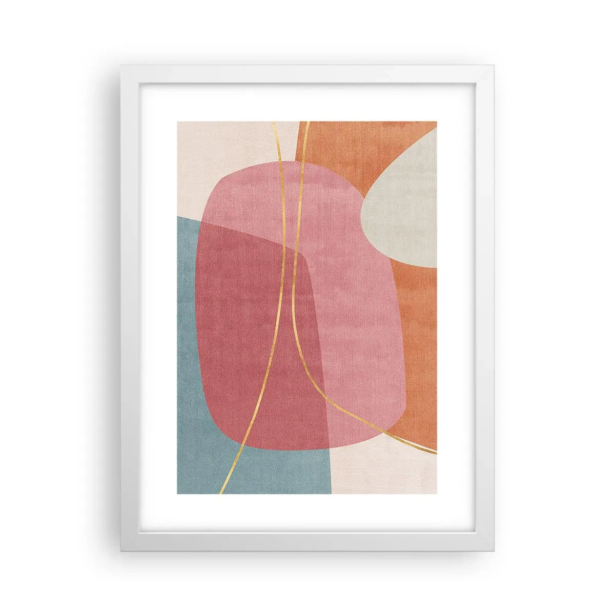 Poster în ramă albă - Compoziție pastel cu fir de aur - 30x40 cm