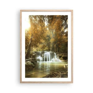 Poster în ramă de stejar deschis - Cascadă în parc - 50x70 cm