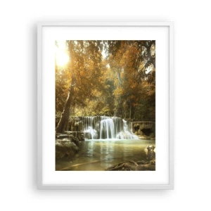 Poster în ramă albă - Cascadă în parc - 40x50 cm