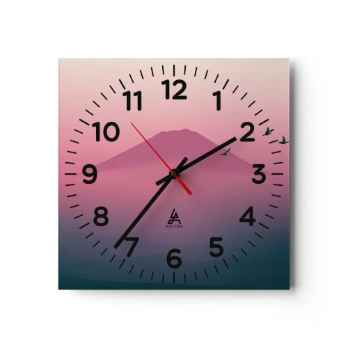 Ceas de perete - Ceas pe sticlă - Călători deasupra norilor - 40x40 cm