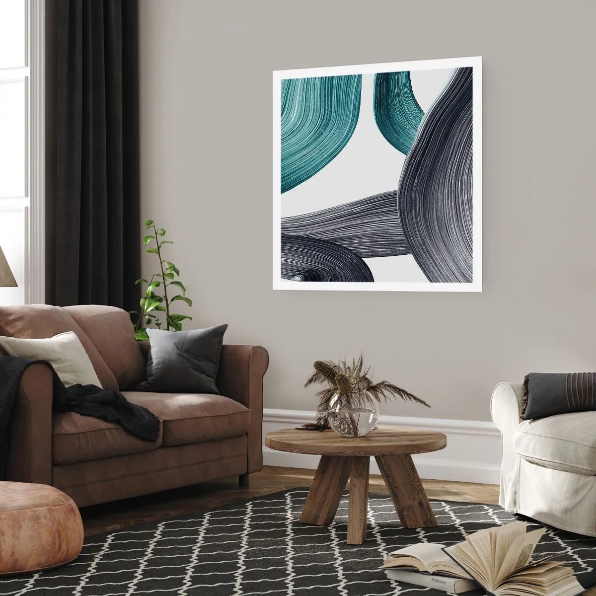 Poster - Trasee de smarald și negru - 50x50 cm