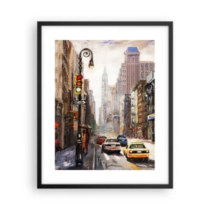 Poster în ramă neagră - New York - plin de culoare și în ploaie - 40x50 cm