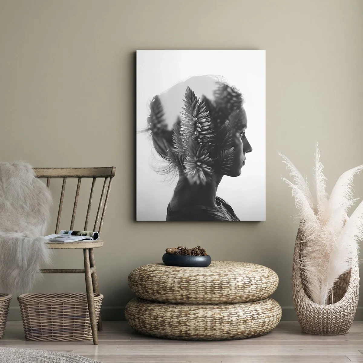 Tablou pe pânză - Doamna din pădurea de pini - 65x120 cm