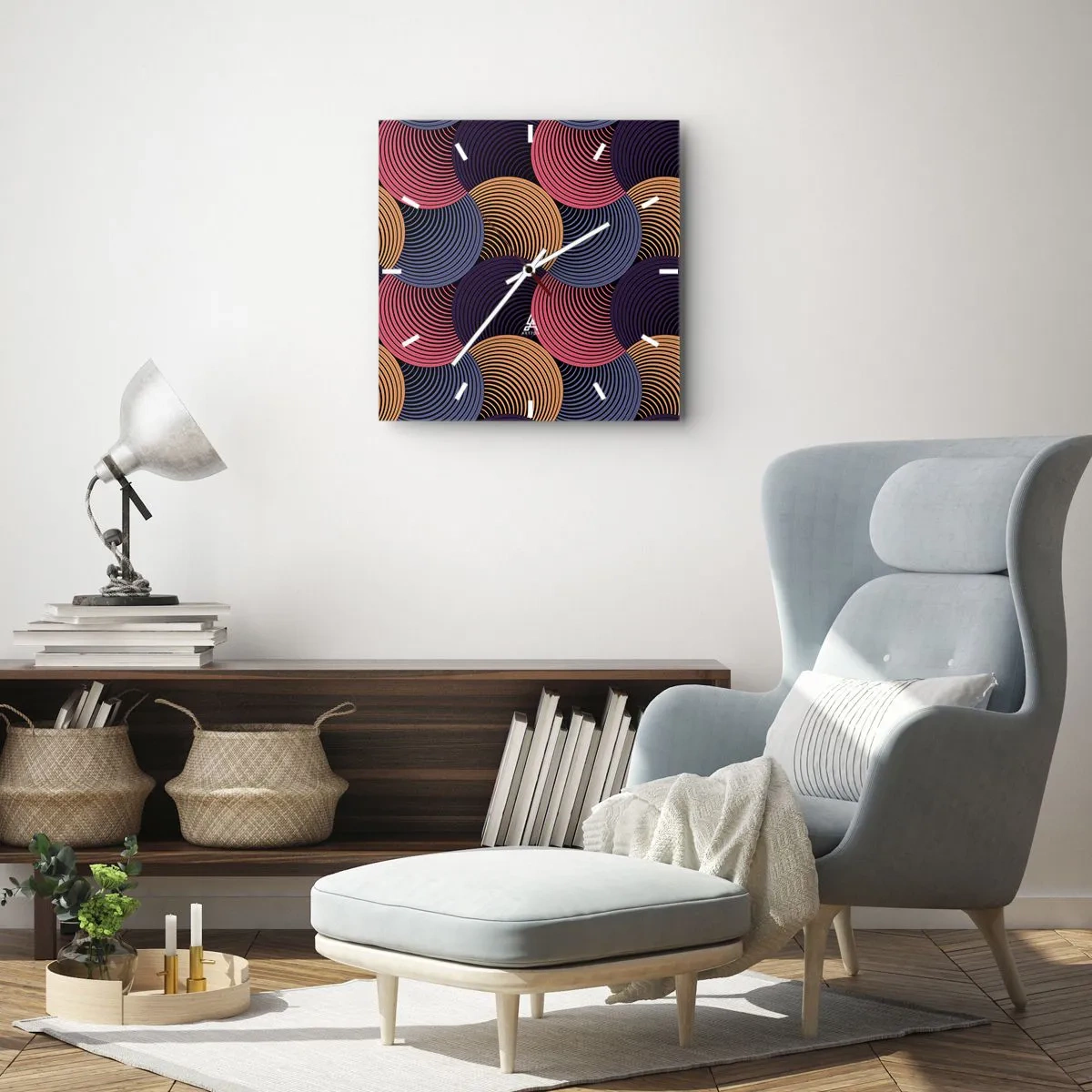 Ceas de perete - Ceas pe sticlă - Într-un ritm de cerc - 40x40 cm