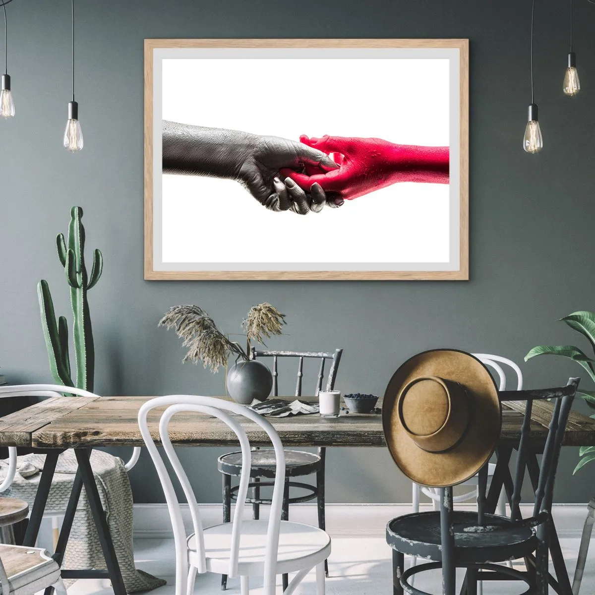 Poster în ramă de stejar deschis - Împreună, deși diferiți - 40x30 cm