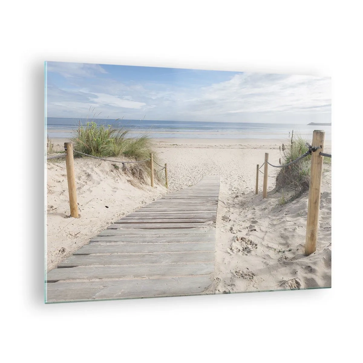 Tablou pe sticlă - Calea spre plajă cu vedere la mare - 70x50cm - Dincolo de orizont - Decorațiune modernă pentru perete pentru living și dormitor ARTTOR