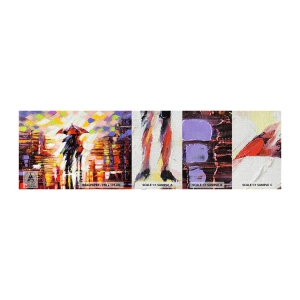 Mostră tapet Premium Canvas - Împreună prin noapte și ploaie - Abstracția, Cuplu îndrăgostit, Plimbare in ploaie - 100x30 cm