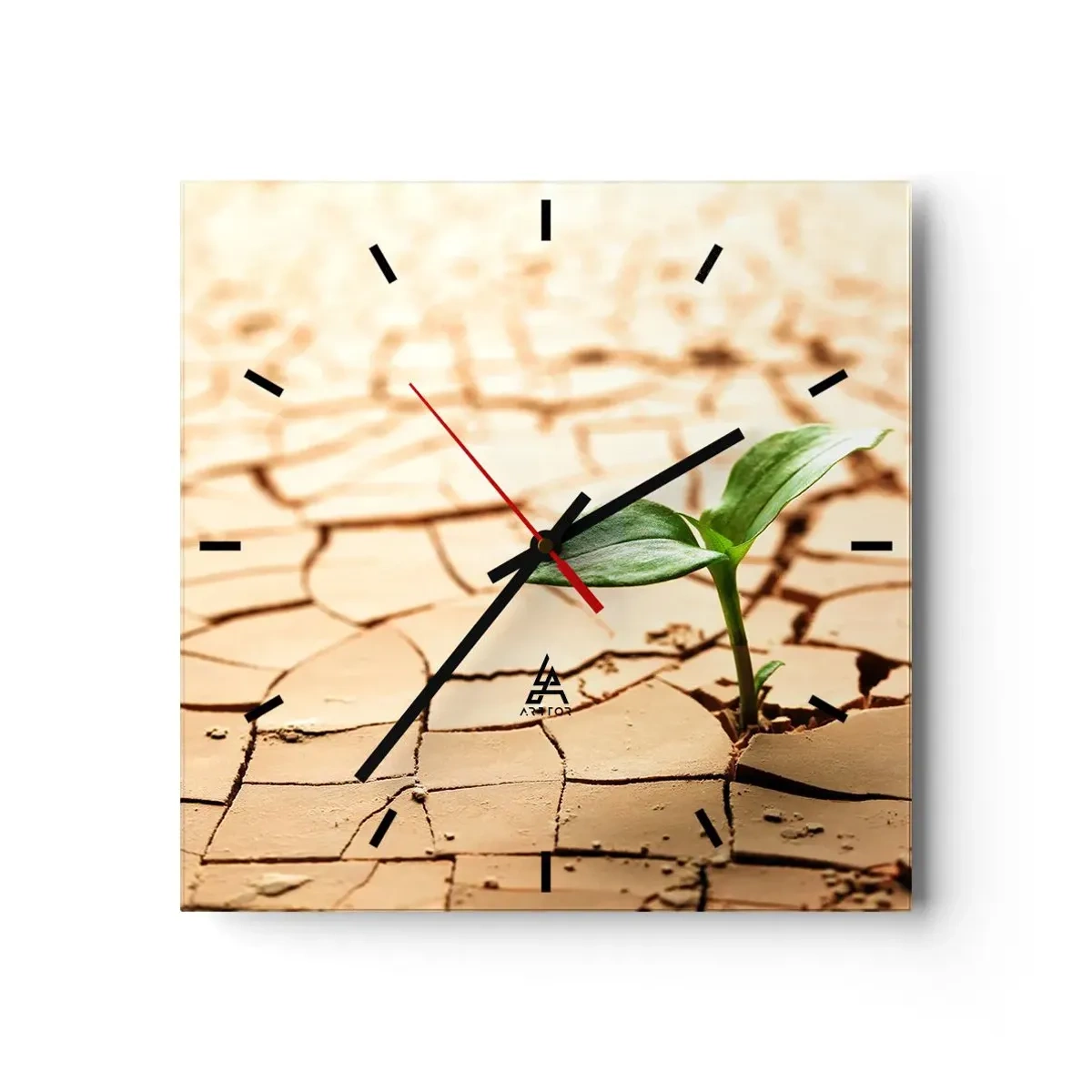 Ceas de perete - Ceas pe sticlă - Forța irepresibilă a vieții - 40x40 cm