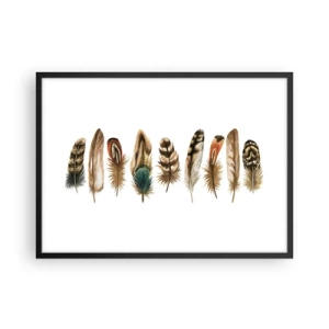 Poster în ramă neagră - Variație cu pene - 70x50 cm