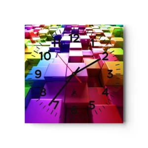 Ceas de perete - Ceas pe sticlă - Op-art împreună ca o echipă - 40x40 cm