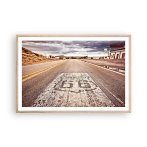 Poster în ramă de stejar deschis - Mother Road - o legendă americană - 91x61 cm
