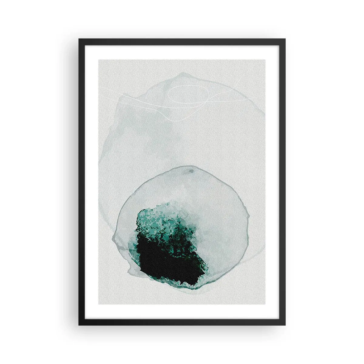 Poster în ramă neagră - Formă organică abstractă în nuanțe de verde - 50x70cm - Într-o picătură de apă - Decorațiune modernă pentru perete pentru living și dormitor ARTTOR