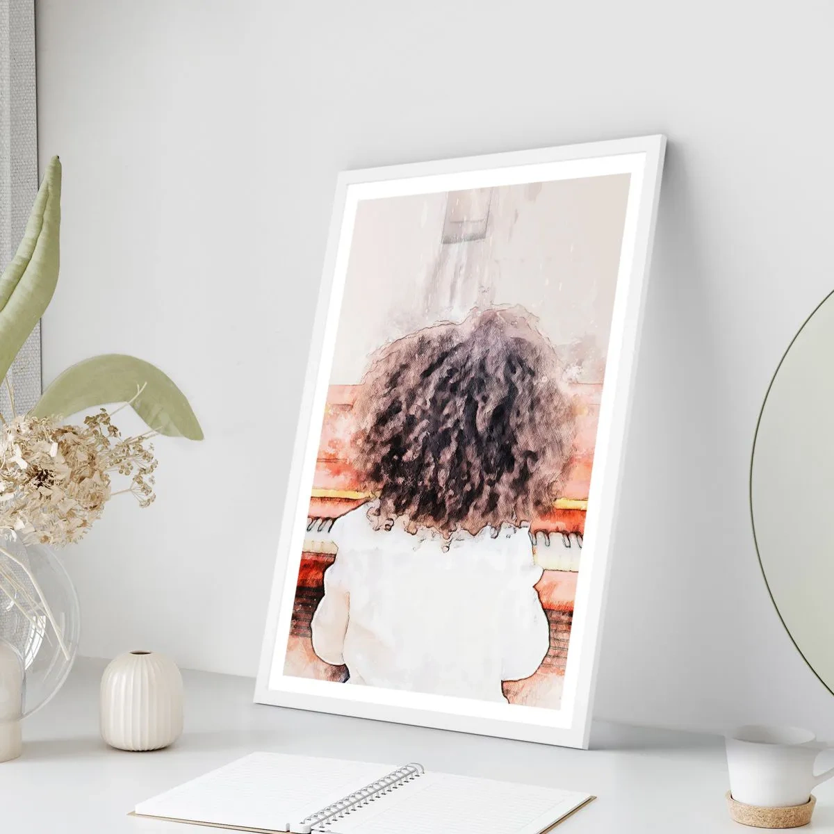 Poster în ramă albă - Într-o lume a muzicii - 30x40 cm