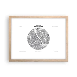 Poster în ramă de stejar deschis - Anatomia Varșoviei - 40x30 cm
