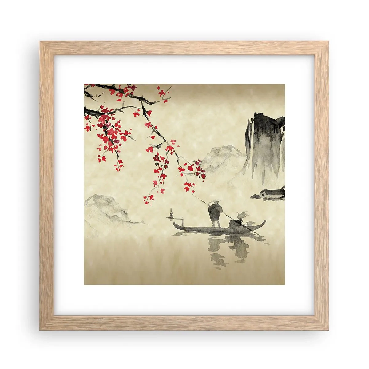 Poster în ramă de stejar deschis - În țara florilor de cireș - 30x30 cm