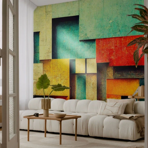 Tapet Premium Sand - Festival de unghiuri drepte - 3D, Bucată, Geometric - 150x105 cm