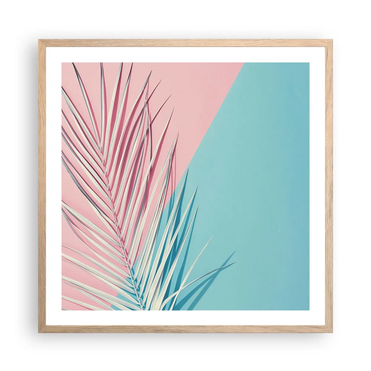 Poster în ramă de stejar deschis - Impresie tropicală - 60x60 cm