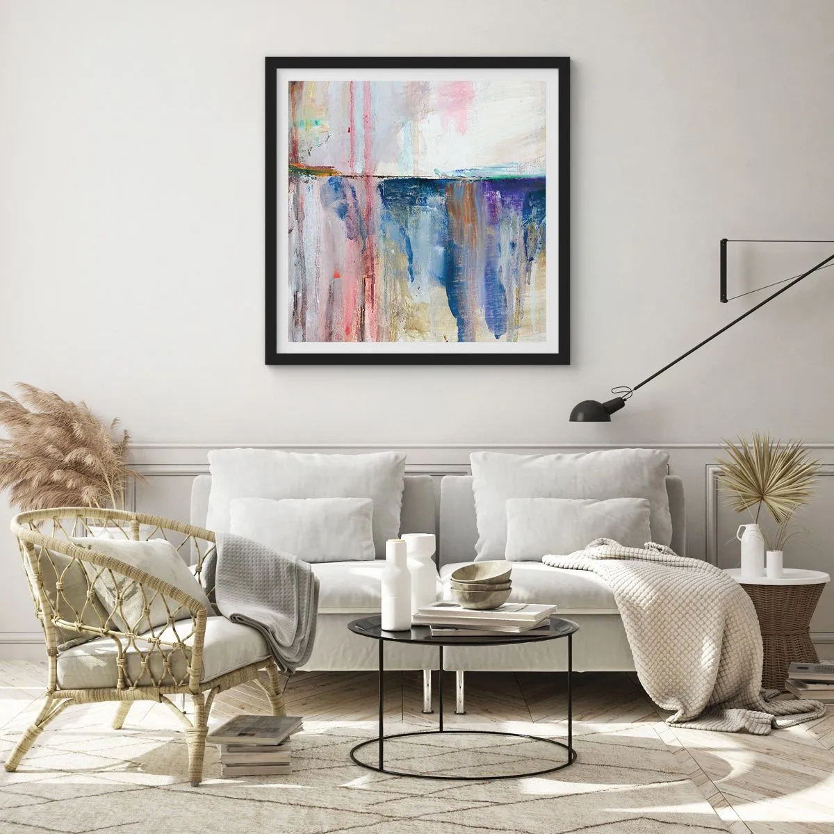 Poster în ramă neagră - Impresii și asociații colorate - 60x60 cm