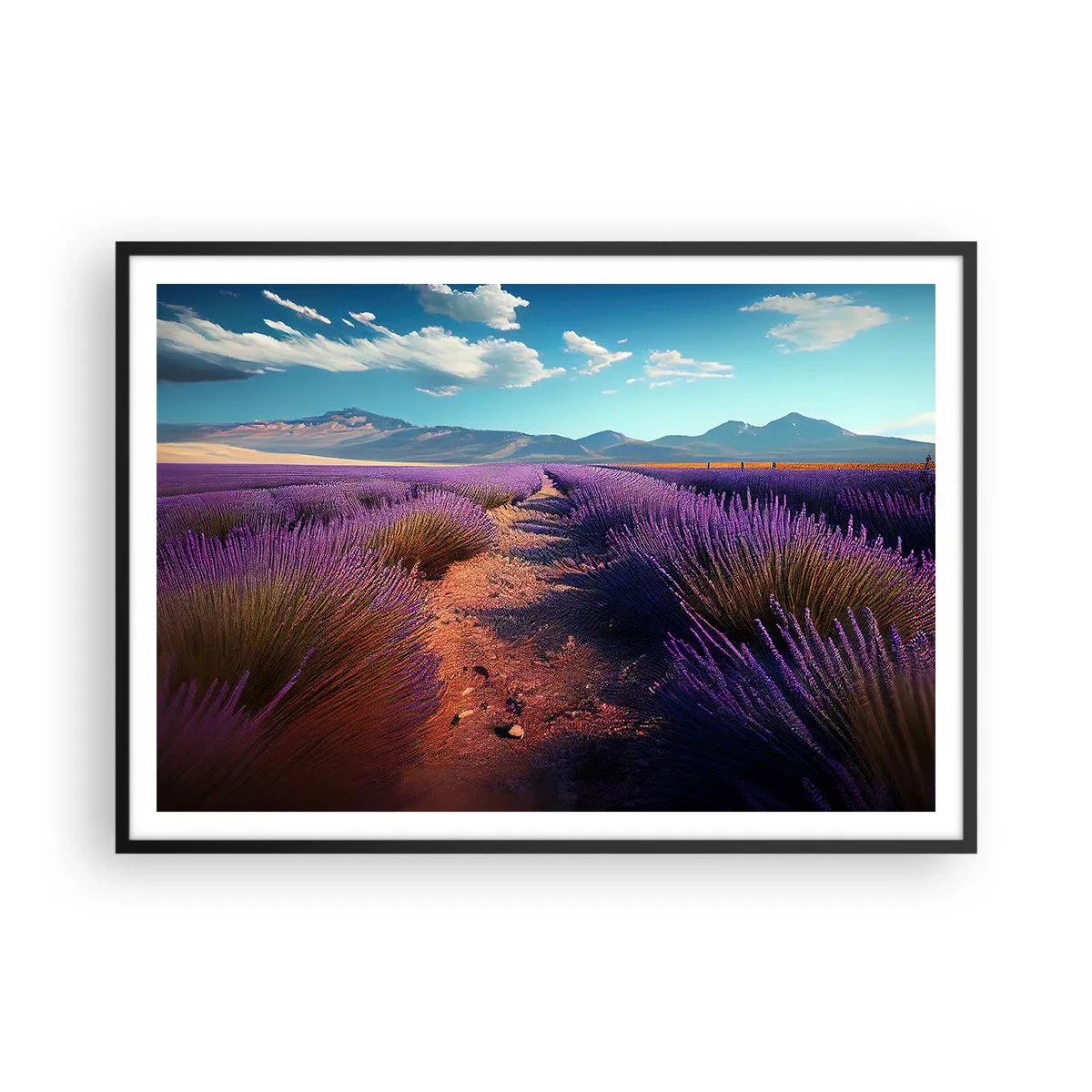 Poster în ramă neagră - Câmpuri parfumate - 100x70 cm