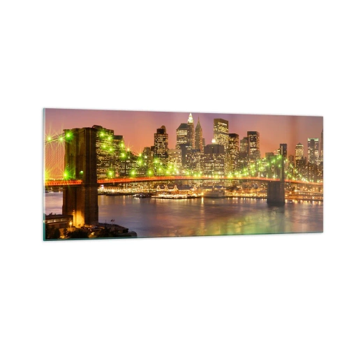 Tablou pe sticlă - Lumina nu se stinge niciodată aici - 100x40 cm