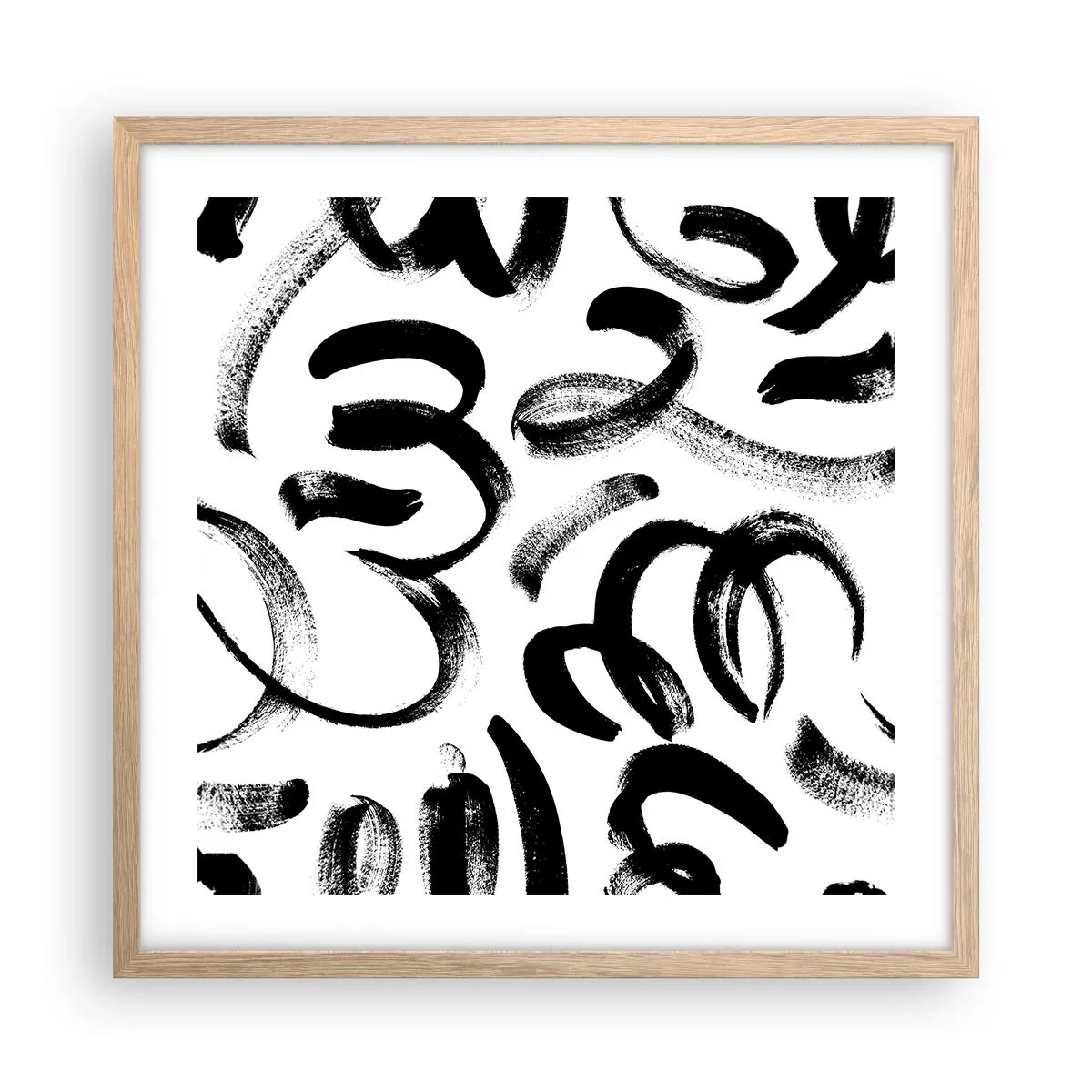 Poster în ramă de stejar deschis - Negru pe alb - 50x50 cm