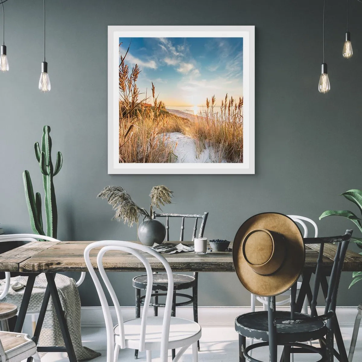 Poster în ramă albă - Plaja de nord - 50x50 cm