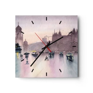 Ceas de perete - Ceas pe sticlă - Într-o ceață ploioasă - 30x30 cm