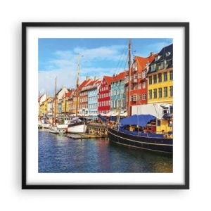 Poster în ramă neagră - Portul vesel - 50x50 cm