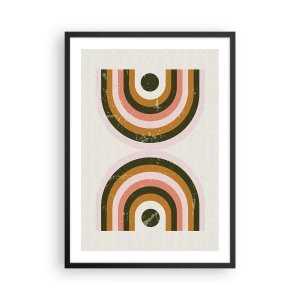Poster în ramă neagră - Compoziție geometrică în stil retro - 50x70cm - Abstracție dublă - Decorațiune modernă pentru perete pentru living și dormitor ARTTOR