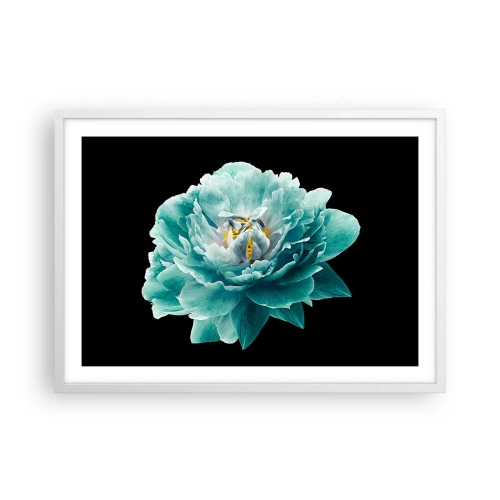 Poster în ramă albă - Petale albastre și aurii - 70x50 cm