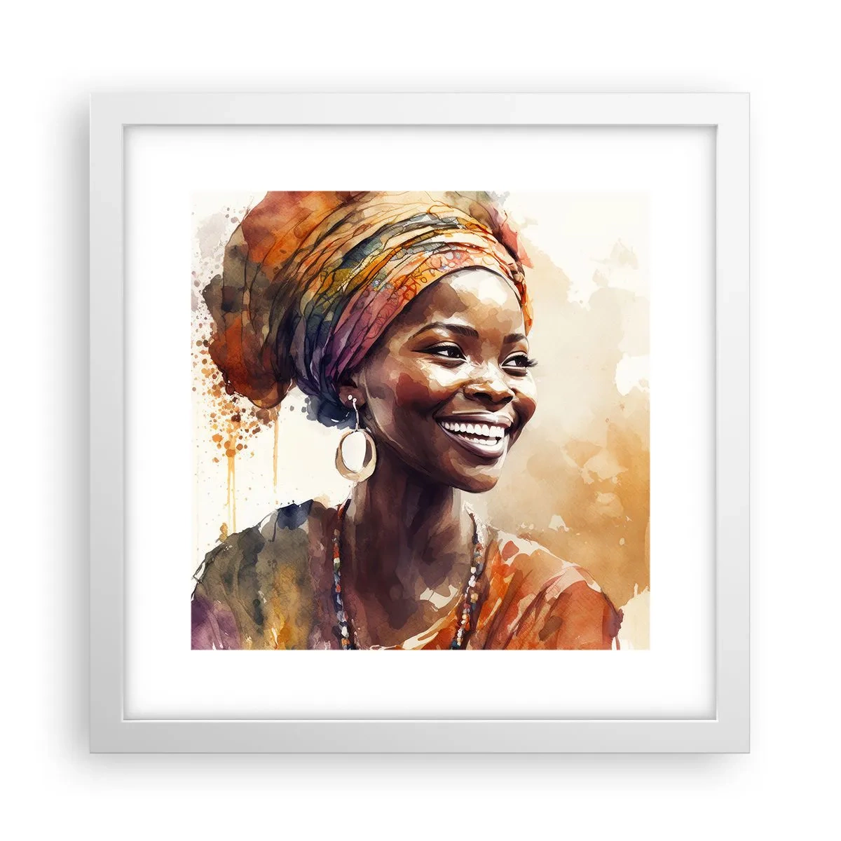 Poster în ramă albă - Regina africană - 30x30 cm