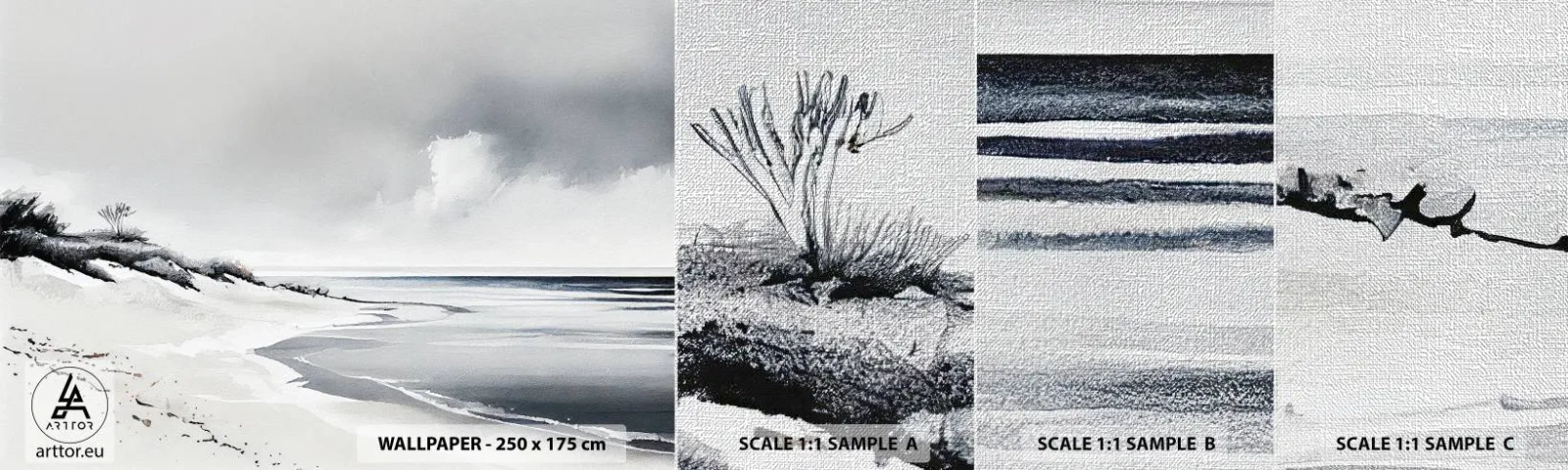 Mostră tapet Premium Canvas - Întotdeauna împreună - Dunele, plajă, Ocean - 100x30 cm