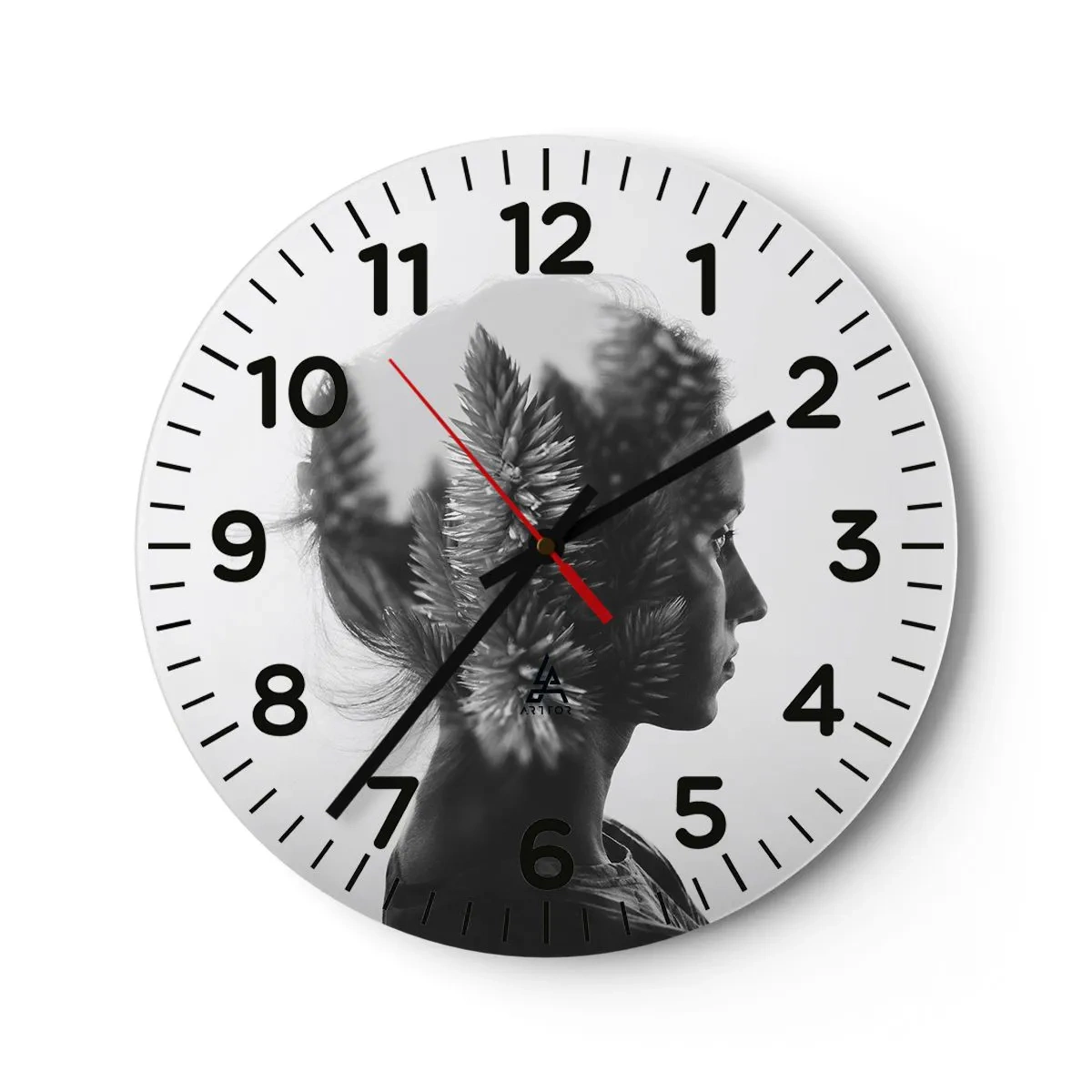 Ceas de perete - Ceas pe sticlă - Doamna din pădurea de pini - 40x40 cm