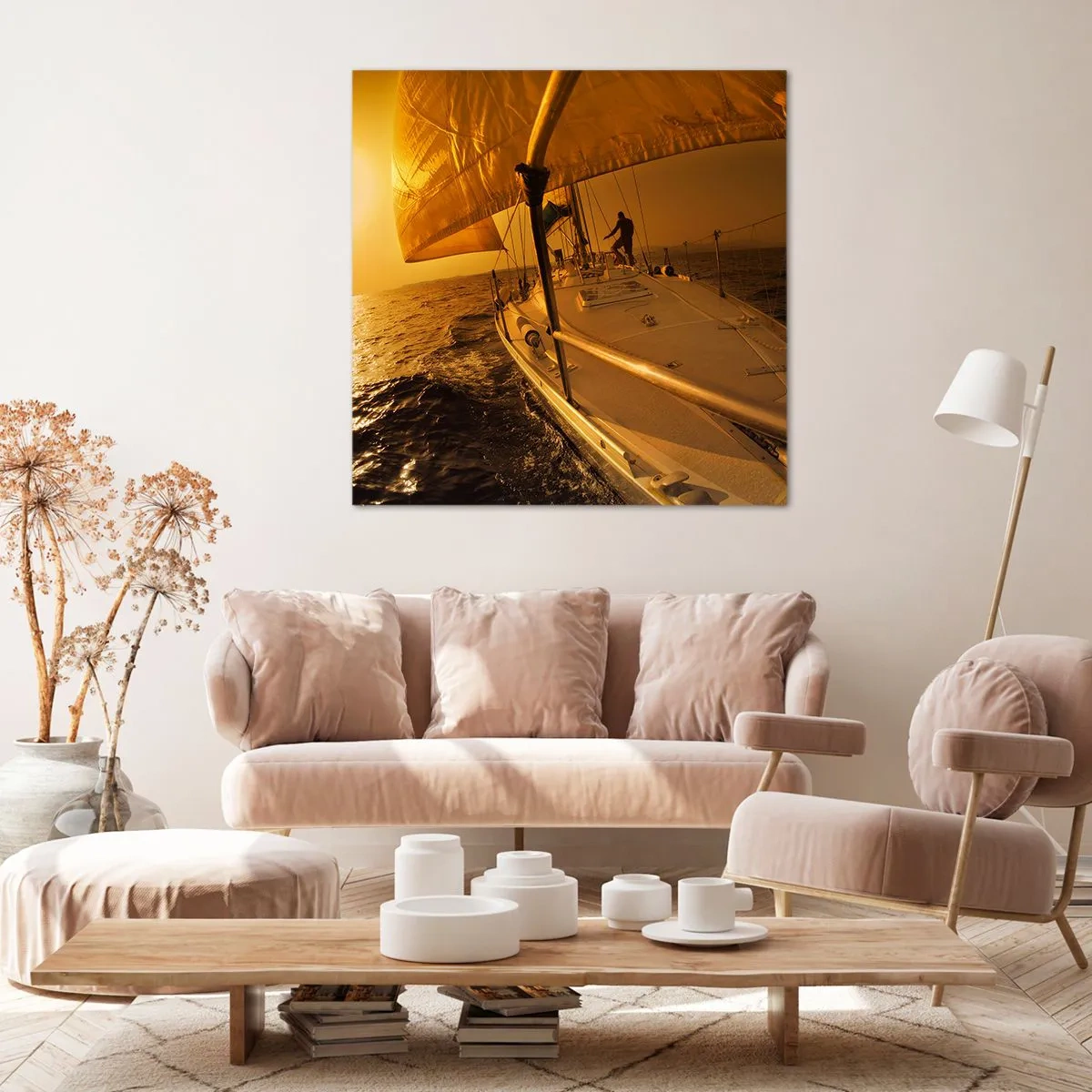 Tablou pe pânză - O seară aurie după o zi multicoloră - 30x30 cm