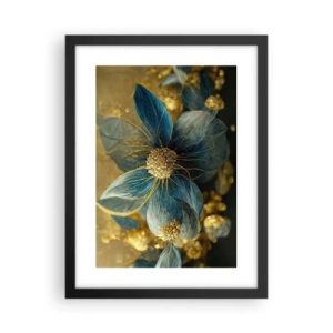 Poster în ramă neagră - Floare cu aur - 30x40 cm