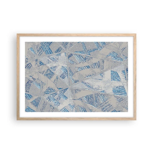 Poster în ramă de stejar deschis - Într-un labirint de gri-albastru - 70x50 cm