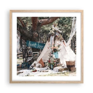 Poster în ramă de stejar deschis - Make love… - 50x50 cm