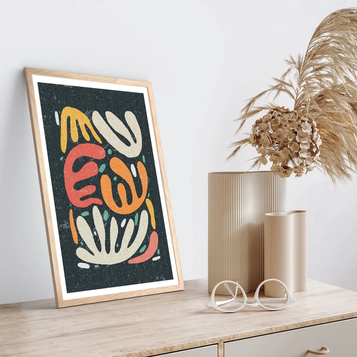 Poster în ramă de stejar deschis - Compoziție - te-am prins - 50x70 cm