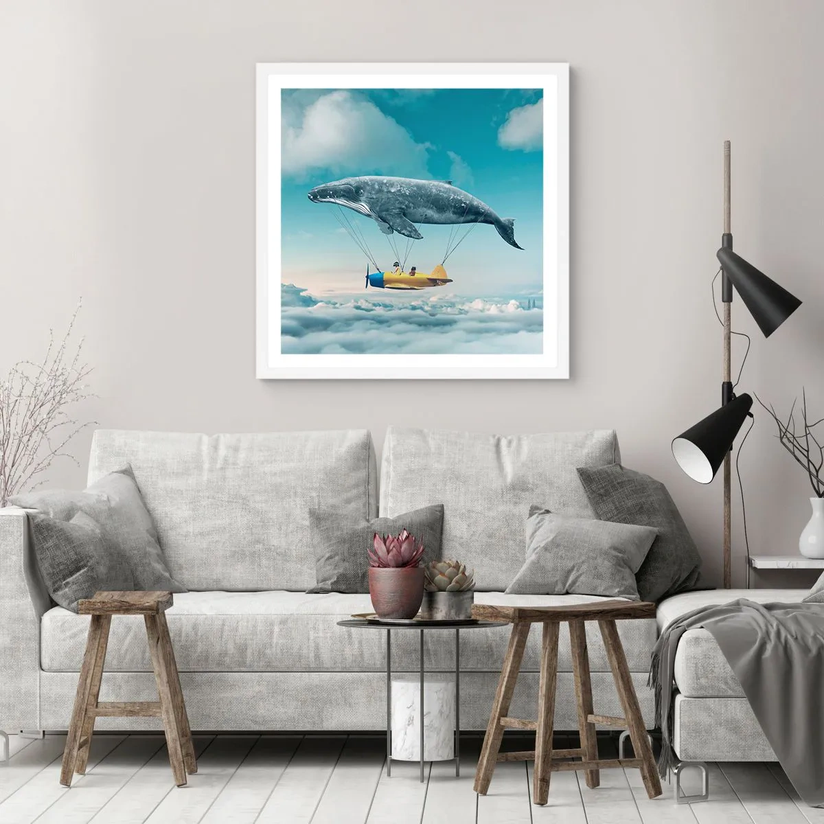 Poster în ramă albă - De ce nu? - 40x40 cm