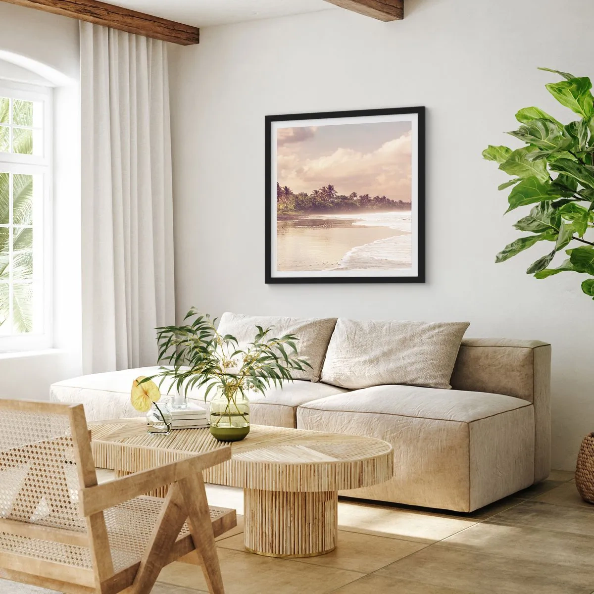 Poster în ramă neagră - Mângâind valurile - 60x60 cm