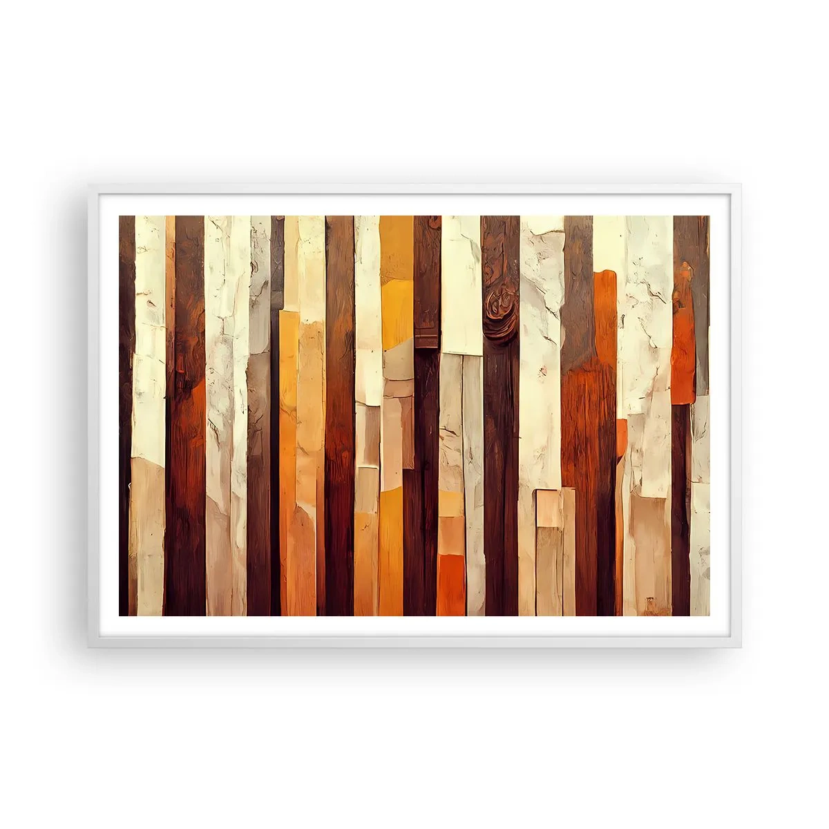 Poster în ramă albă - Imnul copacilor din pădure - 100x70 cm